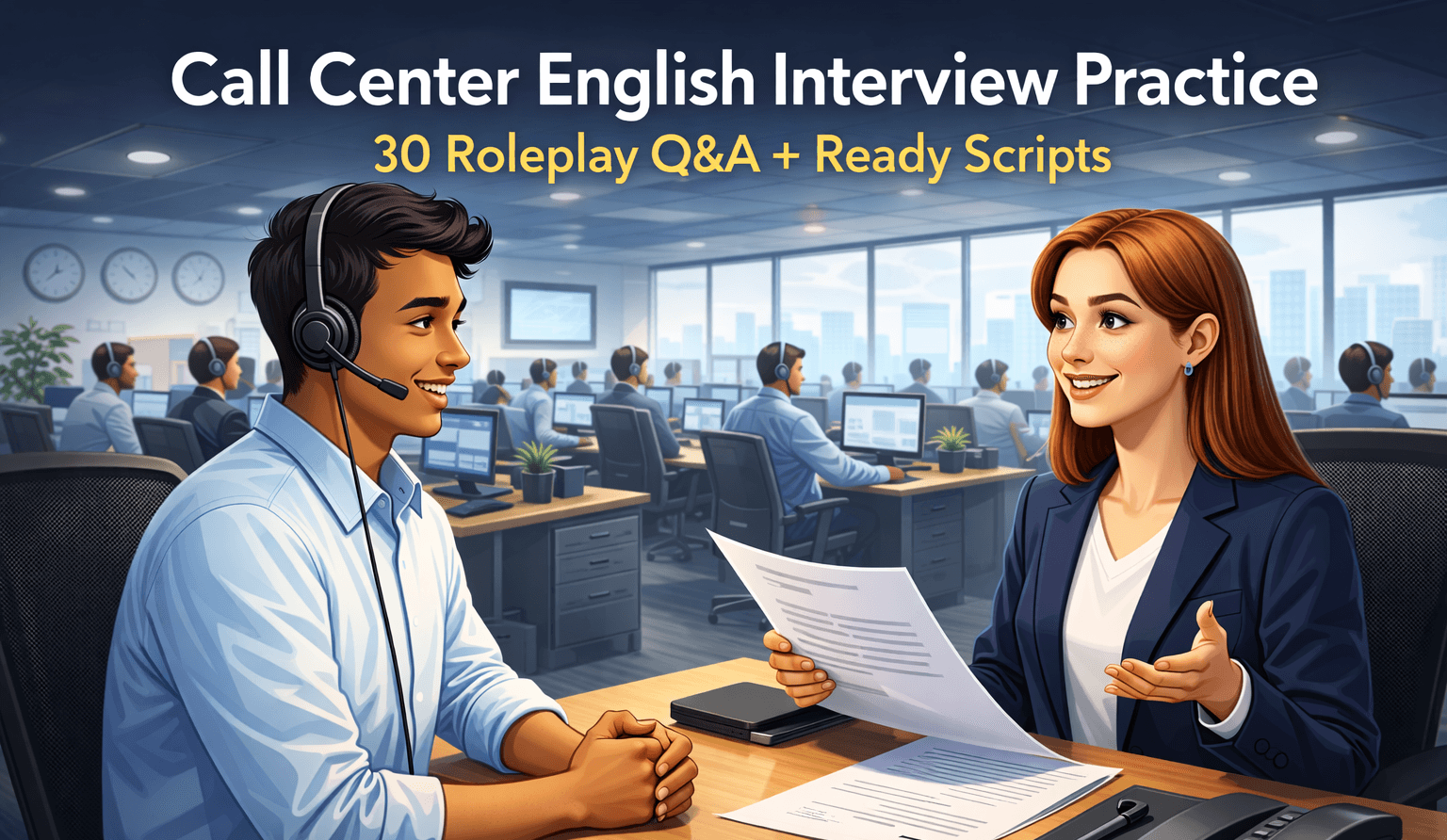 Call Center English Interview Practice: 30 Roleplay Q&A + Ready Scripts
