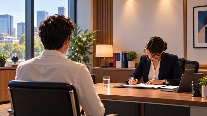 Sara Mitchell, IELTS Speaking examiner, in the exam room
